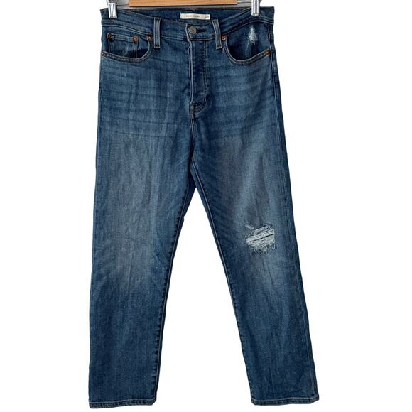 Levi's Wedgie Straight Distressed High Rise Button Fly Blue Jeans Womens size 29 - Picture 1 of 8